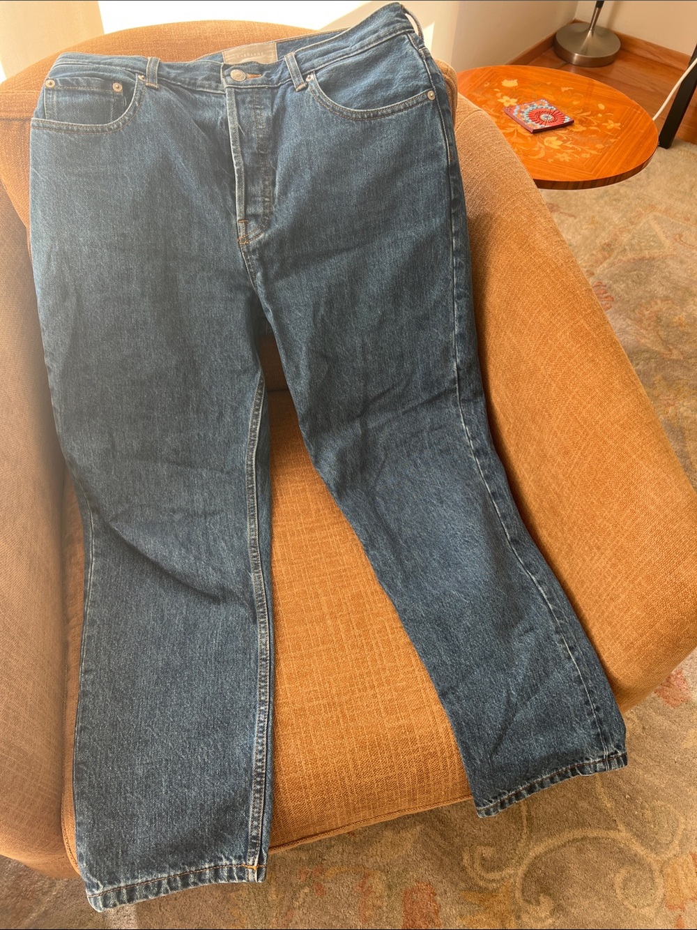 Everlane Straight-Leg Jeans in Dark Blue Denim